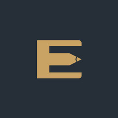 E logo Pen icon design template elements