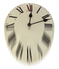 Time is slipping away clock face with bottom half blurred and falling downwards concept transparent png file - 564675742