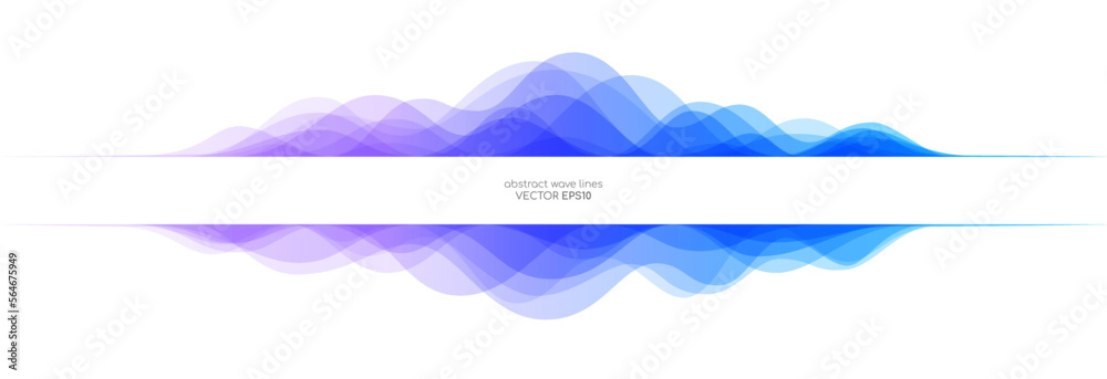 Poster abstract sound wave equalizer colorful gradient purple blue isolated on white background with space for text banner. Vector illustration in concept of sound, voice, music
