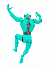 cyber tigerin is jumping rear view