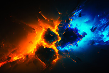 Abstract orange and blue light effects.generative ai