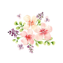 Watercolor pastel color flowers. Gentle design peach flowers templates for wedding design, invitation, postcards.