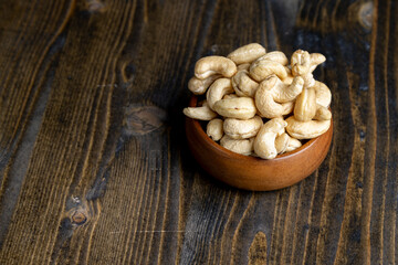 Fresh peeled cashew nuts on the table