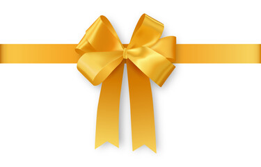 golden bow decorated with gold ribbon. vector art and illustration.