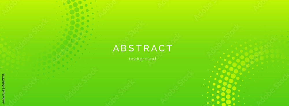 Wall mural green gradient abstract vector long banner template. minimal background with halftone circles and co