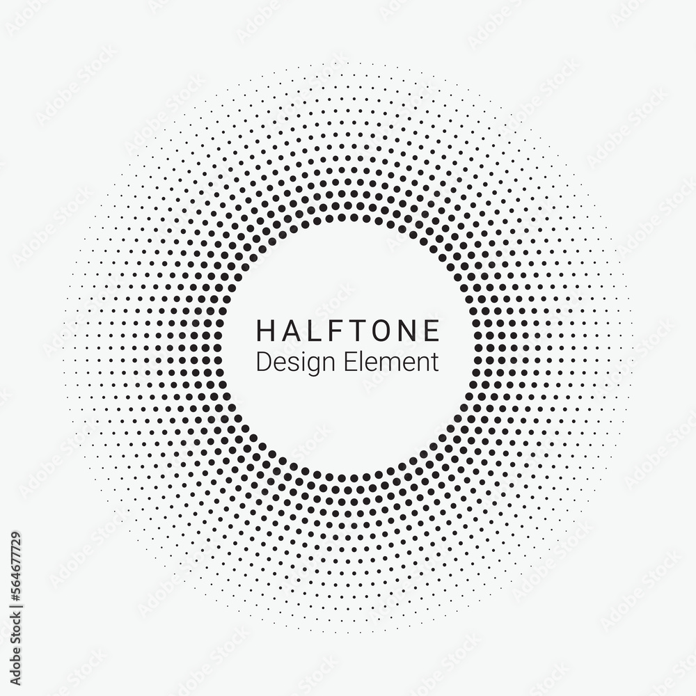 Aufkleber Dotted circular logo. circular concentric dots isolated on the white background. Halftone fabric design. Halftone circle dots texture. Vector design element for various purposes.	