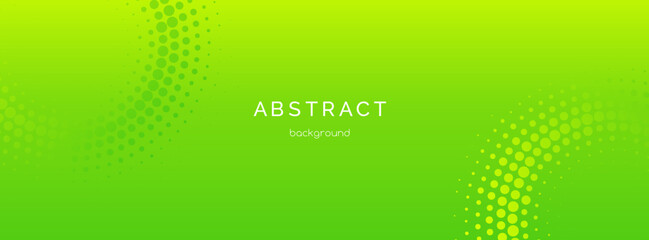 Green gradient abstract vector long banner template. Minimal background with halftone circles and copy space for text. Facebook header, cover