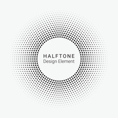 Dotted circular logo. circular concentric dots isolated on the white background. Halftone fabric design. Halftone circle dots texture. Vector design element for various purposes.	