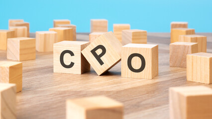 CPO written on wooden cube, business concept