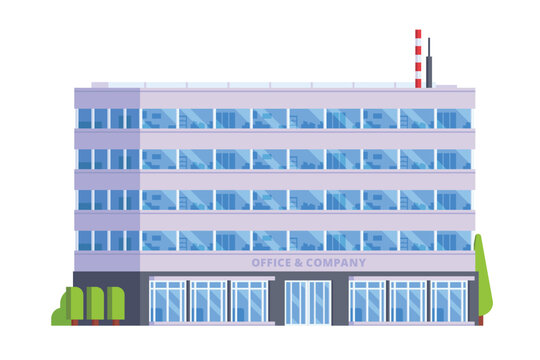 modern office building, purple and blue, flat style clip art preview