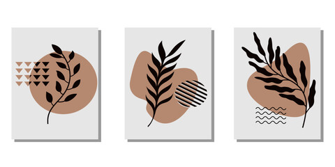 Fototapeta na wymiar a set of vector leaves design with a brown theme