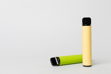 Disposable electronic cigarette on color background
