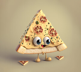 Cartoon pizza character. generative ai