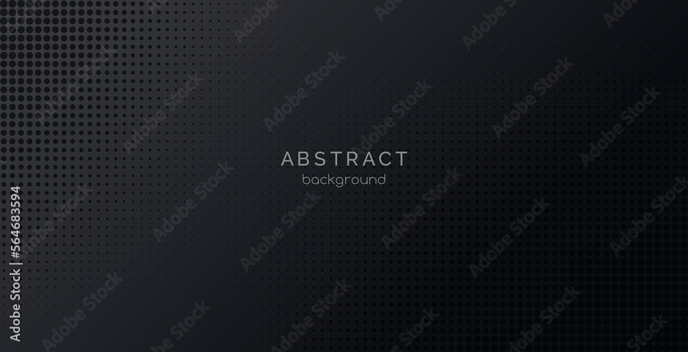 Wall mural halftone dotted black background. vector abstract texture, minimal pixelated technology pattern