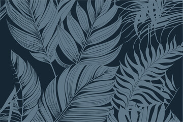 Monstera leaf seamless patterns. Tropical palm leaves. Vector background