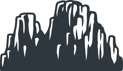 Monochrome vector set of mountains and rocks on a dark and light background