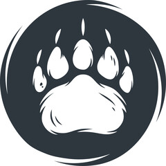 Emblem of wild life silhouette of grizzly bear footprint © Casoalfonso