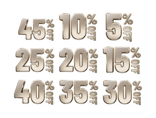 Percentage text effect vector illustration 3d rendering transparent element