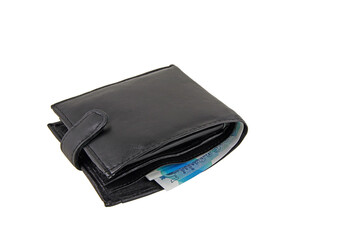 An isolated wallet with uk money isolated on a white background.	png