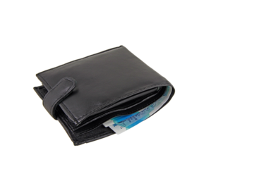 An isolated wallet with uk money isolated on a white background.	png
