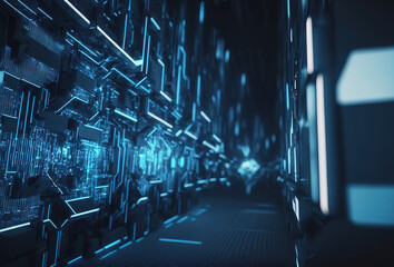 Fototapeta premium Abstract futuristic technology background created with Generative AI
