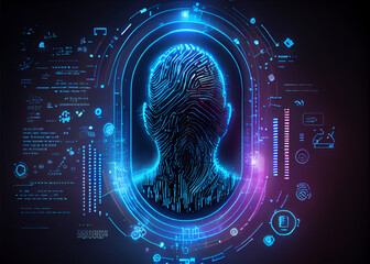 Abstract creative fingerprint illustration , personal biometric data concept. AI Generated
