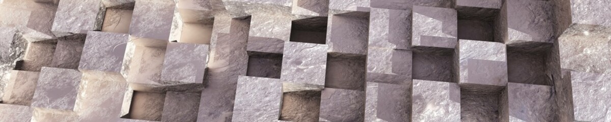 Texture stone background of cubes, stone bricks, 3d rendering