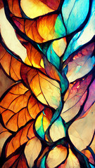 Obraz na płótnie Canvas stained glass fractal colorful photo realistic illustration Generative AI Content by Midjourney