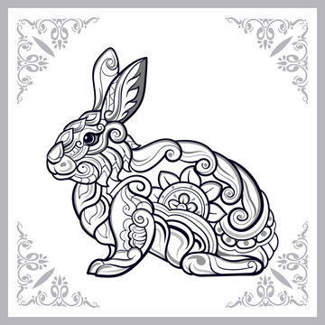 Rabbit mandala arts isolated on white background