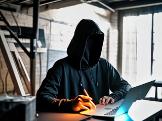 Mysterious hacker in a mask and hoodie. 