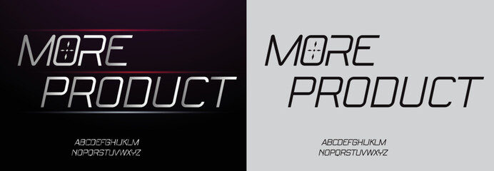 More Product, Game Sport Movie Alphabet Font. Typography modern regular style font for technology, digital, logo design. vector illustration