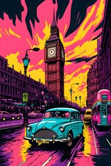 Big Ben London in Pop Art - obrazy, fototapety, plakaty