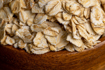 Oat flakes poured on the kitchen table