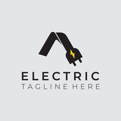 Electrical logo design vector with letter A