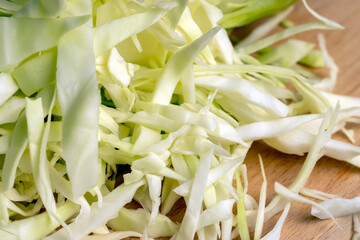 Sliced white cabbage on the table