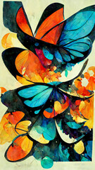 abstract art lots of butterflies flying colorful dazzling illustration Generative AI Content by Midjourney