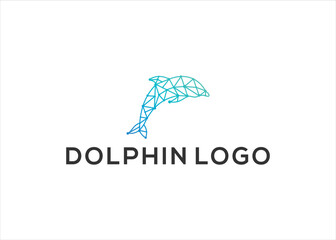 dolphin logo design vector line art illustration