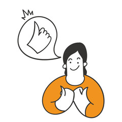 hand drawn doodle woman with thumb up symbol illustration vector