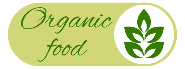 Organic eco natural bio vegan sticker label logo icon. Logo with a pattern of green leaves. Ecological products. Stickers of eco-friendly products. Vector illustration of vegan organic food icons