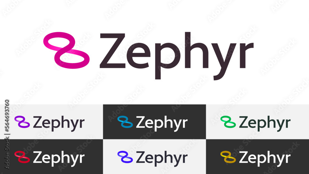 Fototapete Infinity Abstract Letter Z Logo Minimal Linear Gradient Overlapping Loop with Editable Text and Easy to Customize Color Swatches Includes 7 Color Variations