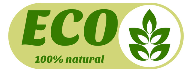 Organic eco natural bio vegan sticker label logo icon. Logo with a pattern of green leaves. Ecological products. Stickers of eco-friendly products. Vector illustration of vegan organic food icons