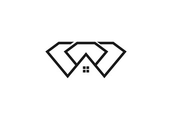 Striped diamond logo Diamond symbol Jewelery shop sign template