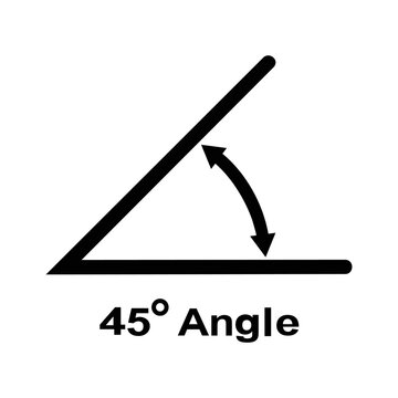 45 degree angle icon, isolated icon with angle symbol and text ,symbol for web flat design