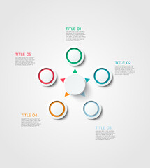 Vector circle infographic, cycle diagram, graph, presentation chart. Business infographics concept with 5 options, parts, and steps. Business Infographic processes. Creative concept for infographic