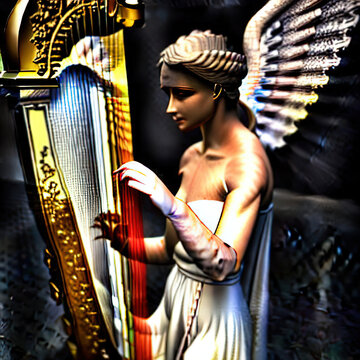 Angel Playing a Harp