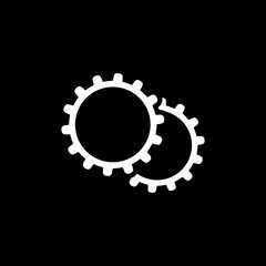 Gear and lightning icon isolated on black background.