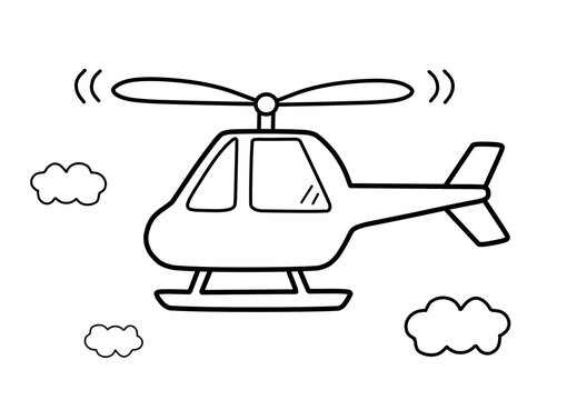 Helicopter coloring page for kids. Painting for kids. Children's coloring activity sheet. Cute Illustration to Color. 