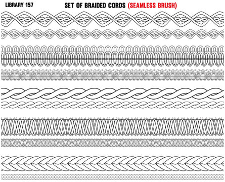 BRAIDED KNITTED- WOVEN PATTERN CORD, ROPE, CABLE SEAMLESS BRUSH IN EDITABLE VECTOR