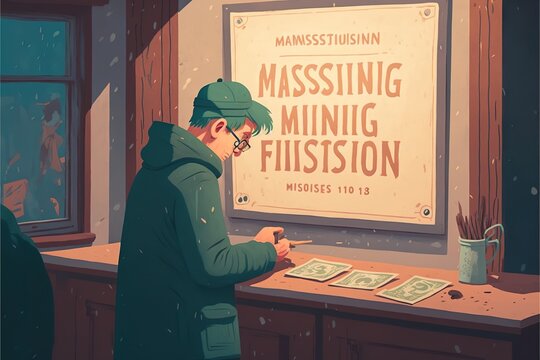 Person Counts The Missing Money Flat Illustration