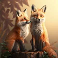 An adorable image of a couple of foxes in a romantic pose, perfect for Valentine's Day. This image captures the essence of love and wild nature, making it the perfect choice for Valentine's Day cards